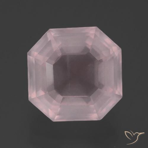 5.88ct Naturel Rose clair Quartz Rose, Taille émeraude, Transparent