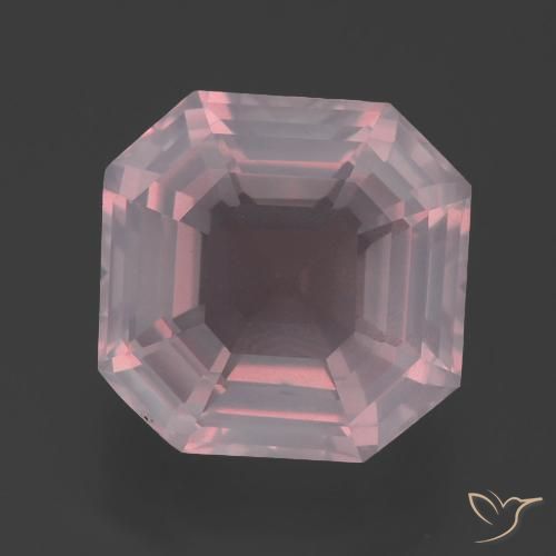 Quartz rose rose naturelle taille émeraude, 5,75 ct, transparent