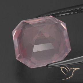 Quartz rose rose naturelle taille émeraude, 5,75 ct, transparent