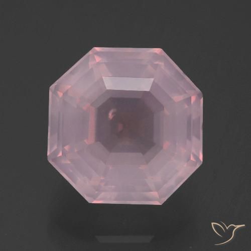 5.64ct Naturel Rose rosé moyen Quartz Rose, Taille émeraude, Transparent