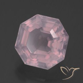 Quartz rose Rose rosé moyen naturelle Octogone / coupe Émeraude, 5.64 ct, Transparent