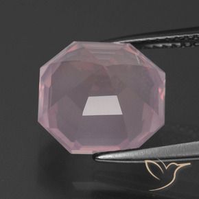 Quartz rose Rose rosé moyen naturelle Octogone / coupe Émeraude, 5.64 ct, Transparent