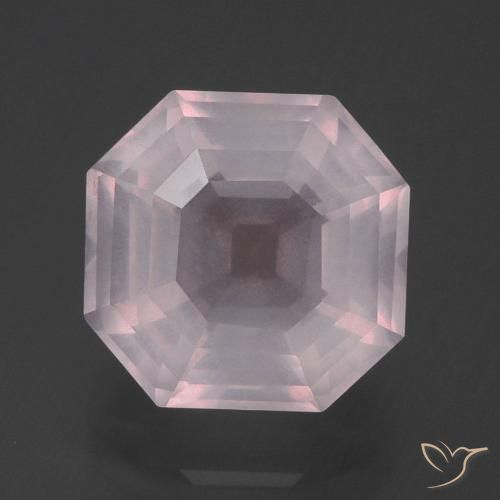 5.92ct Naturel Rose léger Quartz Rose, Taille émeraude, Transparent