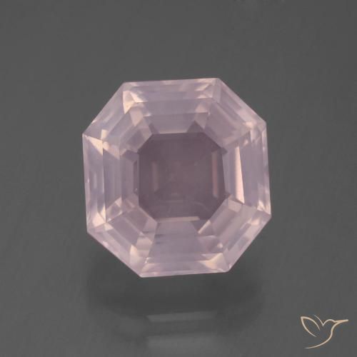 6.77ct Naturel Rose clair Quartz Rose, Taille émeraude, Transparent
