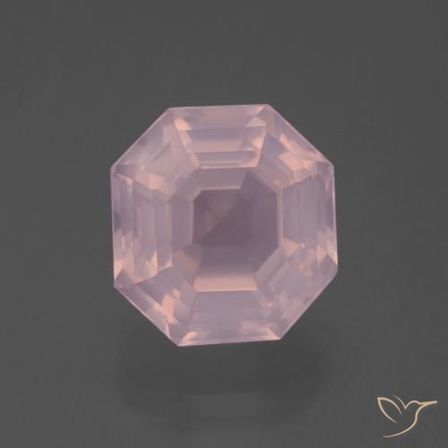 Quartz rose rose naturelle taille émeraude, 6,36 ct, transparent