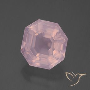 Quartz rose rose naturelle taille émeraude, 6,36 ct, transparent