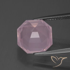 Quartz rose rose naturelle taille émeraude, 6,36 ct, transparent