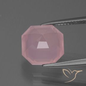 Quartz rose Rose vif naturelle Octogone / coupe Émeraude, 6.23 ct, Transparent