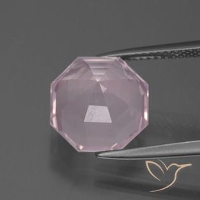 Quartz rose Rose léger naturelle Octogone / coupe Émeraude, 5.71 ct, Transparent