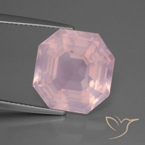 Quartz rose Rose rosé moyen naturelle Octogone / coupe Émeraude, 11.61 ct, Transparent