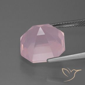 Quartz rose Rose rosé moyen naturelle Octogone / coupe Émeraude, 11.61 ct, Transparent