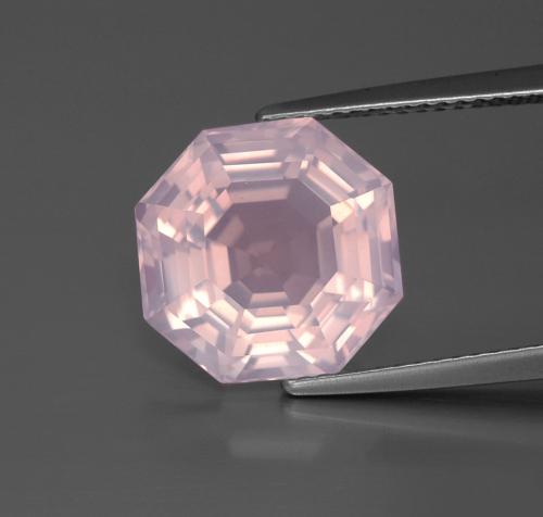 Quartz rose rose clair naturelle taille émeraude, 6,77 ct, transparent