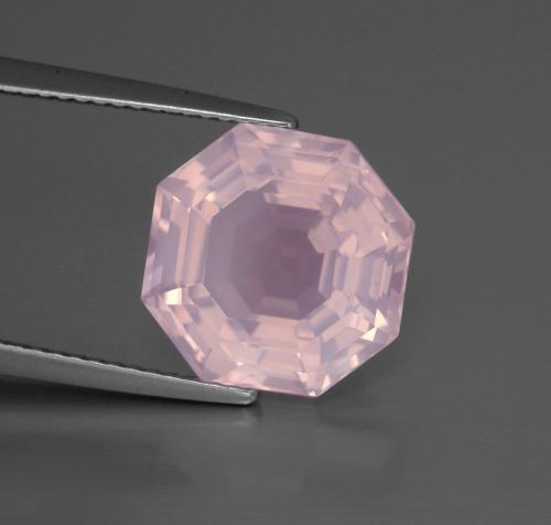 Quartz rose rose clair naturelle taille émeraude, 6,77 ct, transparent