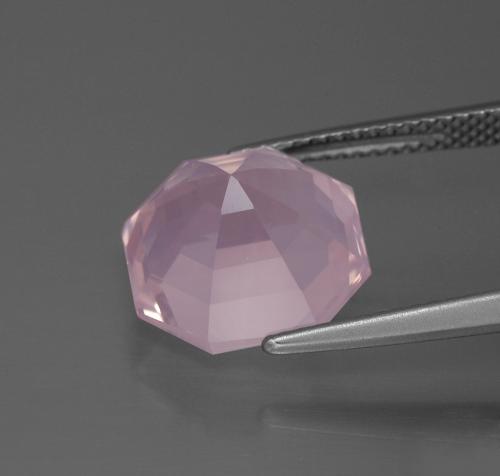 Quartz rose rose clair naturelle taille émeraude, 6,77 ct, transparent