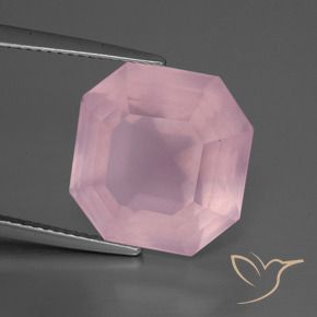 Quartz rose Rose rosé moyen naturelle Octogone / coupe Émeraude, 12.51 ct, Transparent