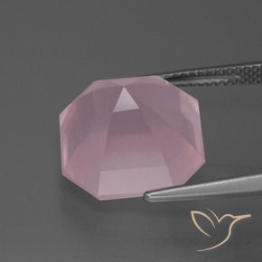 Quartz rose Rose rosé moyen naturelle Octogone / coupe Émeraude, 12.51 ct, Transparent