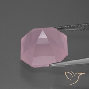 Quartz rose Rose rosé moyen naturelle Octogone / coupe Émeraude, 13.20 ct, Transparent