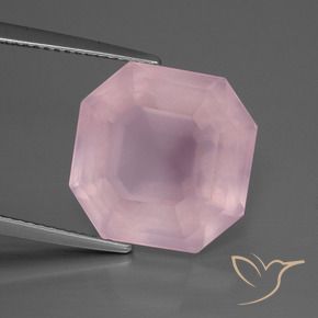 Quartz rose Rose rosé moyen naturelle Octogone / coupe Émeraude, 12.82 ct, Transparent