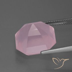 Quartz rose Rose rosé moyen naturelle Octogone / coupe Émeraude, 12.82 ct, Transparent