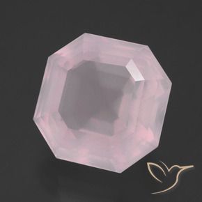 Quartz rose Rose clair naturelle Octogone / coupe Émeraude, 13.75 ct, Transparent