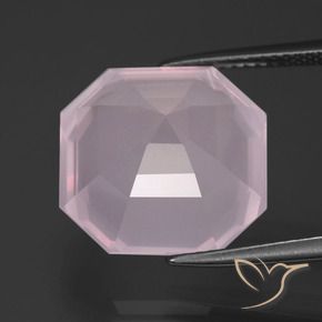 Quartz rose Rose clair naturelle Octogone / coupe Émeraude, 13.75 ct, Transparent