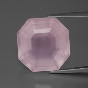 Quartz rose rose naturelle taille émeraude, 18,48 ct, transparent