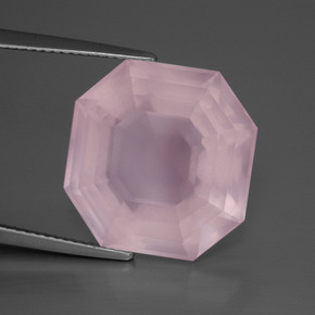 Quartz rose rose naturelle taille émeraude, 18,48 ct, transparent