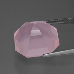 Quartz rose rose naturelle taille émeraude, 18,48 ct, transparent