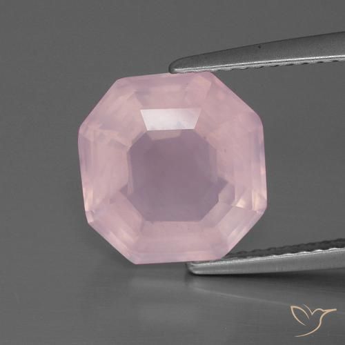 4.35ct Naturel Rose rosé moyen Quartz Rose, Taille émeraude, Transparent