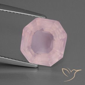 Quartz rose Rose rosé moyen naturelle Octogone / coupe Émeraude, 4.35 ct, Transparent