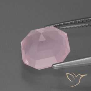 Quartz rose Rose rosé moyen naturelle Octogone / coupe Émeraude, 4.35 ct, Transparent