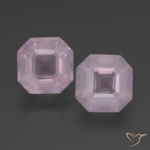 6.00ctw Naturel Rose clair Quartz Rose, Taille émeraude, Transparent