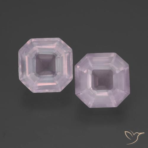 7.68ctw Naturel Rose clair Quartz Rose, Taille émeraude, Transparent