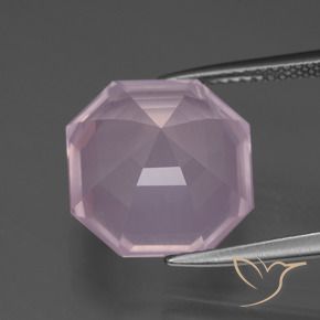 Quartz rose Rose clair naturelle Octogone / coupe Émeraude, 9.14 ct, Transparent