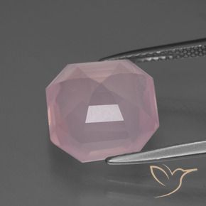 Quartz rose Rose moyen naturelle Octogone / coupe Émeraude, 7.07 ct, Transparent