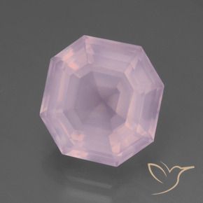 Quartz rose Rose bubblegum naturelle Octogone / coupe Émeraude, 8.48 ct, Transparent