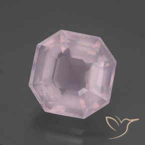 Quartz rose Rose léger naturelle Octogone / coupe Émeraude, 9.44 ct, Transparent