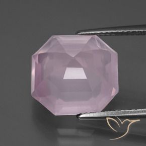 Quartz rose Rose léger naturelle Octogone / coupe Émeraude, 9.44 ct, Transparent