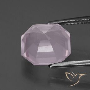 Quartz rose Rose bubblegum naturelle Octogone / coupe Émeraude, 5.44 ct, Transparent