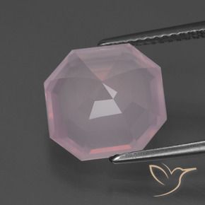 Quartz rose Rose clair naturelle Octogone / coupe Émeraude, 5.74 ct, Transparent