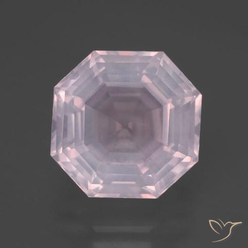 7.38ct Naturel Rose bubblegum Quartz Rose, Taille émeraude, Transparent