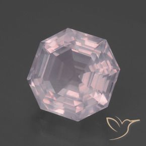 Quartz rose Rose bubblegum naturelle Octogone / coupe Émeraude, 7.38 ct, Transparent