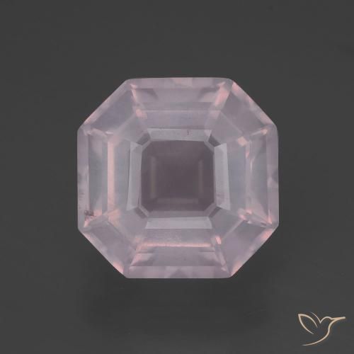6.28ct Naturel Rose léger Quartz Rose, Taille émeraude, Transparent