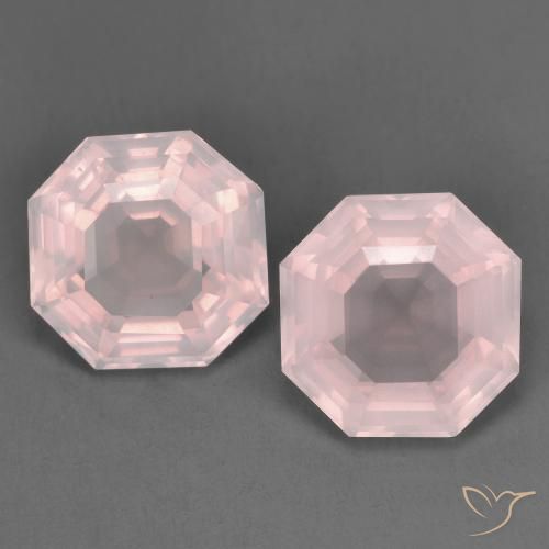 6.52ctw Naturel Rose clair Quartz Rose, Taille émeraude, Transparent