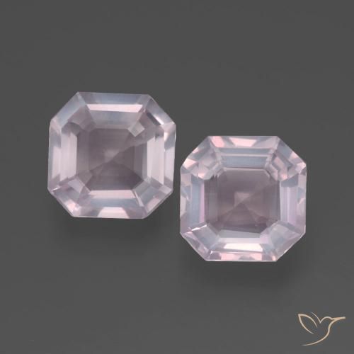 4.28ctw Naturel Rose très clair Quartz Rose, Taille émeraude, Transparent