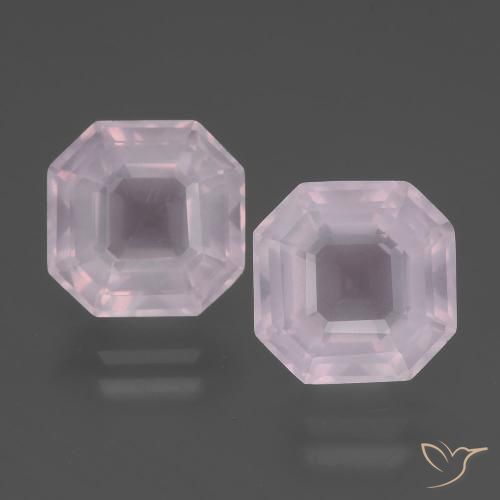 8.14ctw Naturel Rose rosé très clair Quartz Rose, Taille émeraude, Transparent