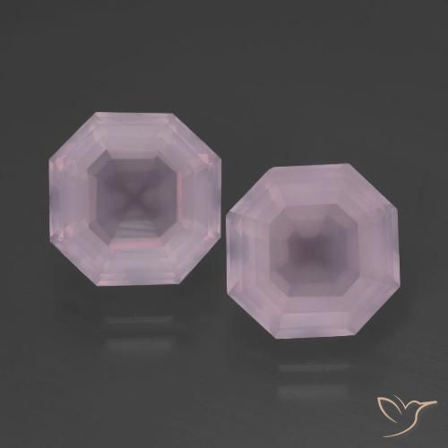 8.96ctw Naturel Rose clair Quartz Rose, Taille émeraude, Transparent