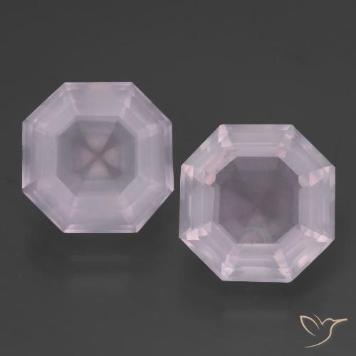 11.24ctw Naturel Rose très clair Quartz Rose, Taille émeraude, Transparent