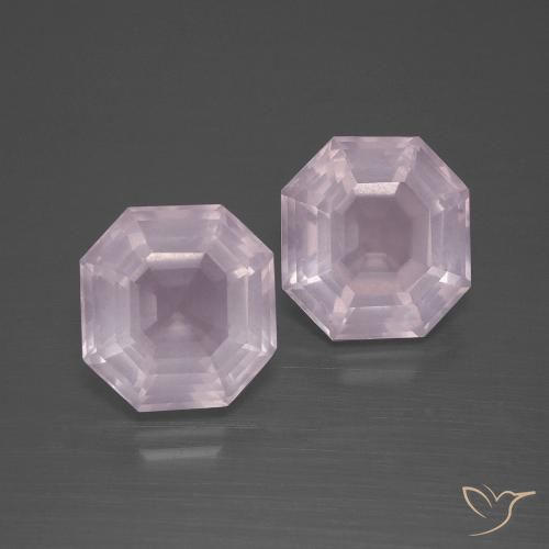 5.88ctw Naturel Rose clair Quartz rose, Taille émeraude, Transparent