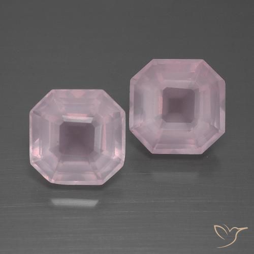 6.60ctw Naturel Rose clair Quartz Rose, Taille émeraude, Transparent
